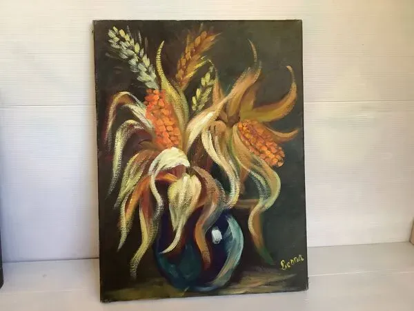 Illustration numéro 5 du produit Tableau bouquet nature morte huile sur toile signée