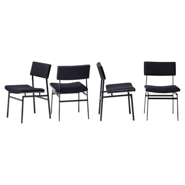 Illustration numéro 5 du produit Ensemble de quatre chaises de salle à manger Hulmefa entièrement noires, Architectural Modernism