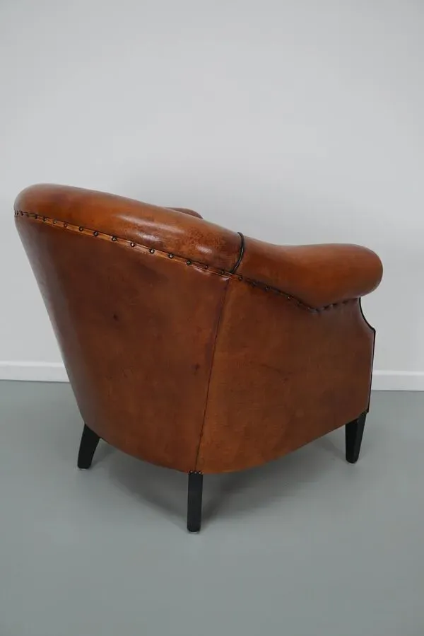 Illustration numéro 5 du produit Fauteuil club vintage hollandais en cuir couleur cognac
