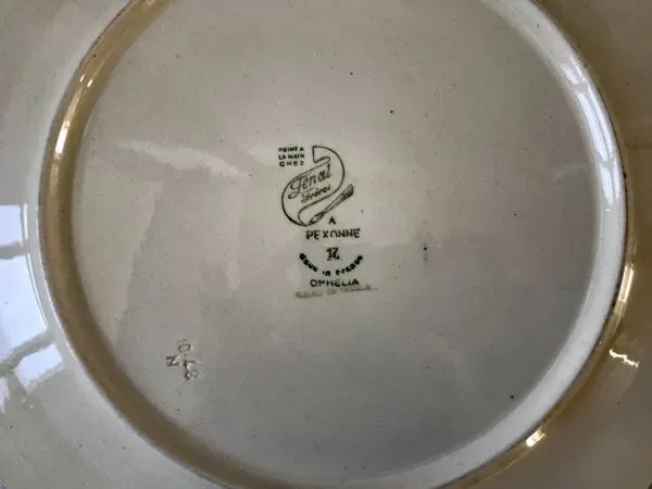 Illustration numéro 5 du produit Plat à tarte Pexonne peint à la main modèle ''Ophélia'' années 40
