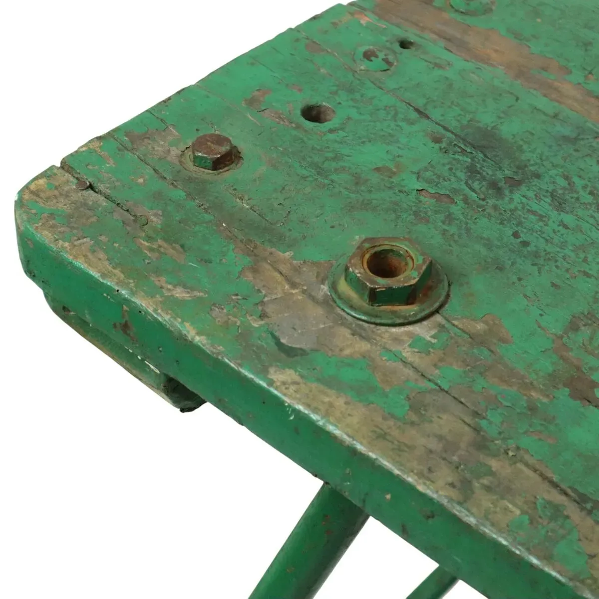 Illustration numéro 5 du produit Établi industriel vert unique en bois et métal, 160 cm