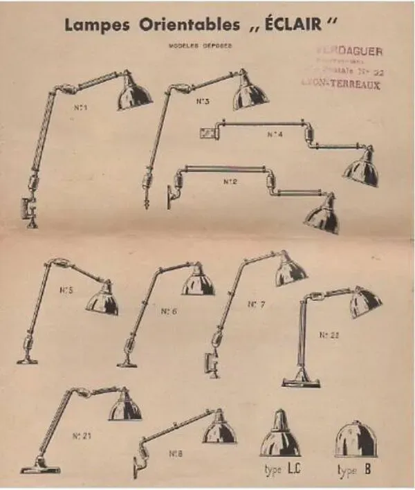 Illustration numéro 5 du produit Lampe Houillon de bureau orientable modèle ÉCLAIR n°22 — 1930