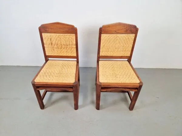 Illustration numéro 5 du produit Chaises en chêne et en osier tressé de l'École de La Haye Art Déco néerlandaise, années 1930, ensemble de 2