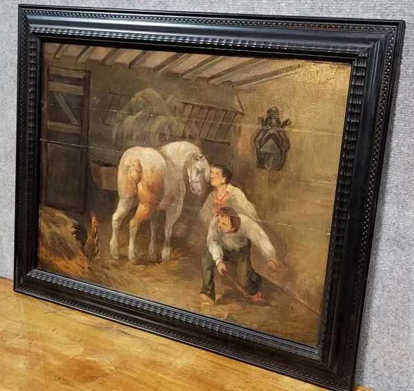 Illustration numéro 5 du produit Tabbleau: Ecole Flamande du XVIIIeme : huile sur panneau / l'écurie