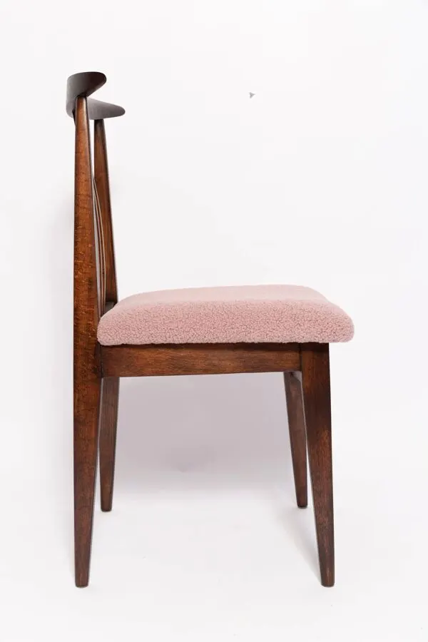 Illustration numéro 5 du produit Chaise en hêtre Mid-Century Rose Pâle Bouclé, Bois de Noyer, par M. Zielinski, Europe, années 1960