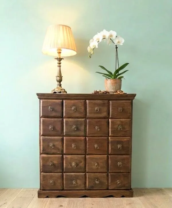 Illustration numéro 5 du produit Meuble d'Apothicaire en Teck Massif - 24 Tiroirs