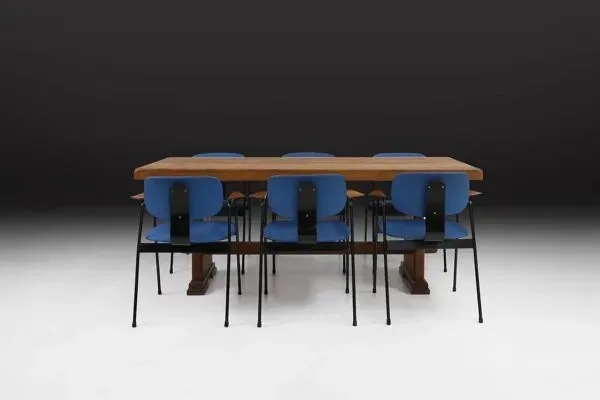 Illustration numéro 5 du produit Ensemble de 6 chaises de salle à manger par Willy Van Der Meeren pour Tubax, Belgique, années 1950.