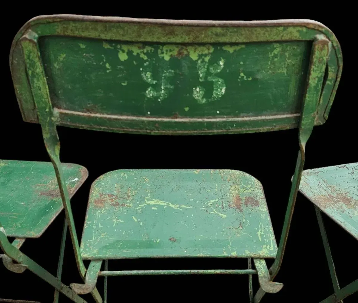 Illustration numéro 5 du produit Lot de 8 chaises pliantes industrielles en métal peint vert