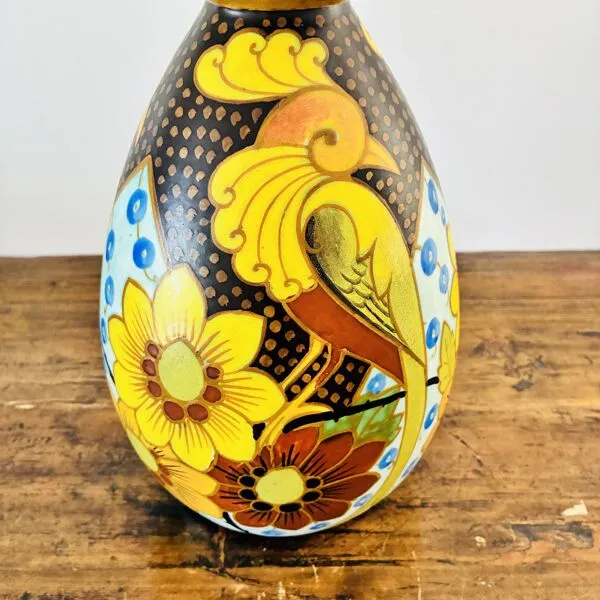 Illustration numéro 5 du produit Vase Art Déco Charles Catteau Boch Frères  Décor 945 Oiseau de Paradis