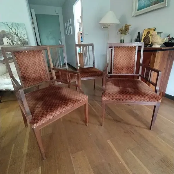 Illustration numéro 5 du produit 2 chaises et 2 fauteuils Art déco, 1930