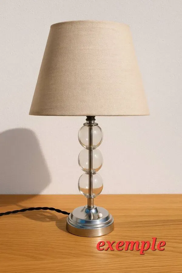 Illustration numéro 5 du produit Pied de lampe chrome et boules en verre dlg J. Adnet