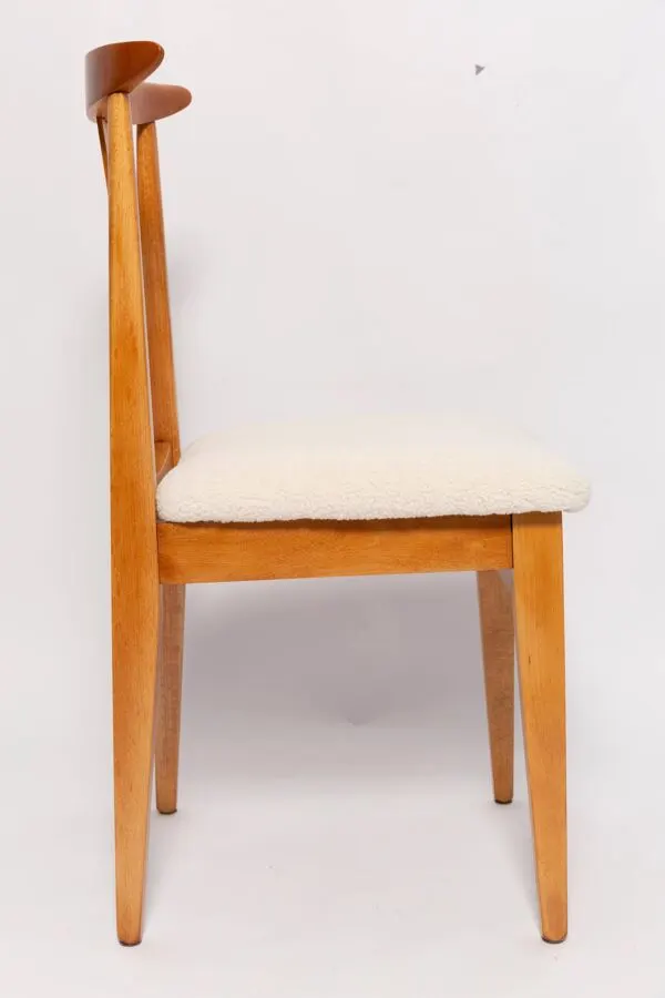 Illustration numéro 5 du produit Chaise Mid-Century en Bouclé Ivoire Crème, conçue par M. Zielinski, Europe, 1960s