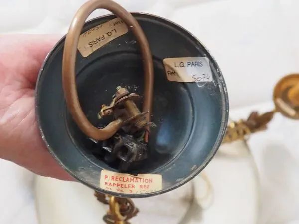 Illustration numéro 5 du produit Lucien Gau French Empire Bronze Chandelier: Swan Arms, Green Tole