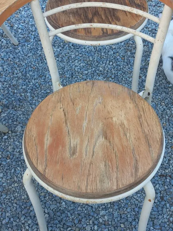 Illustration numéro 5 du produit Set de 8 fauteuils vintage bois et métal des années 50/70