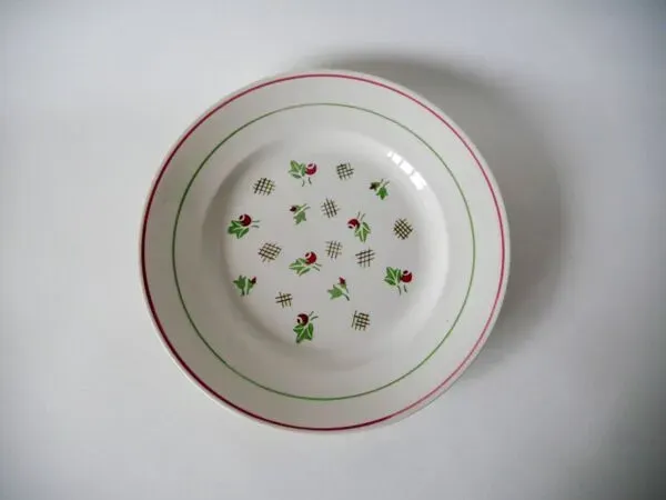 Illustration numéro 5 du produit Plat rond digoin sarreguemines rose et vert 1940