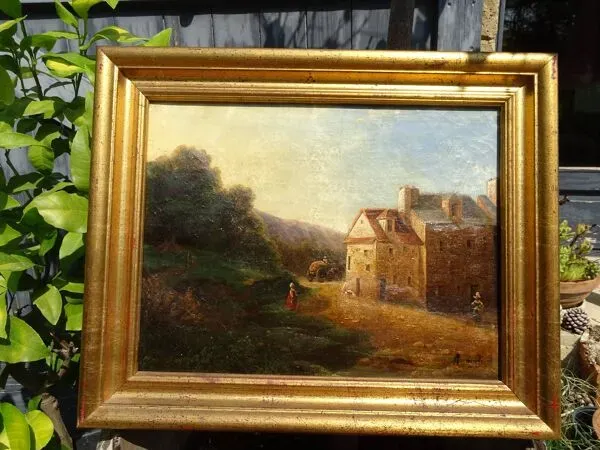 Illustration numéro 5 du produit Tableau Ancien Ecole Hollandaise Campagne et Paysans