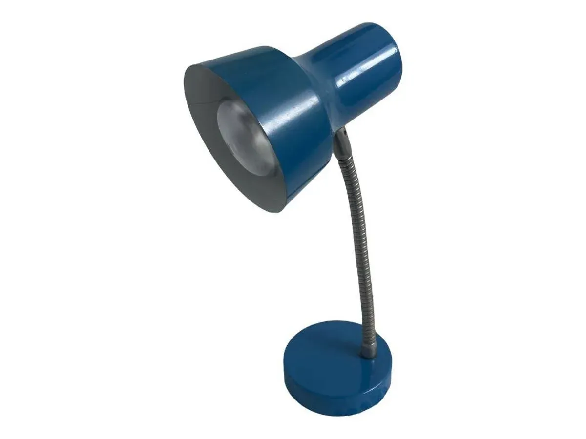 Illustration numéro 5 du produit Lampe de bureau articulée en métal bleu et chromé, années 1970