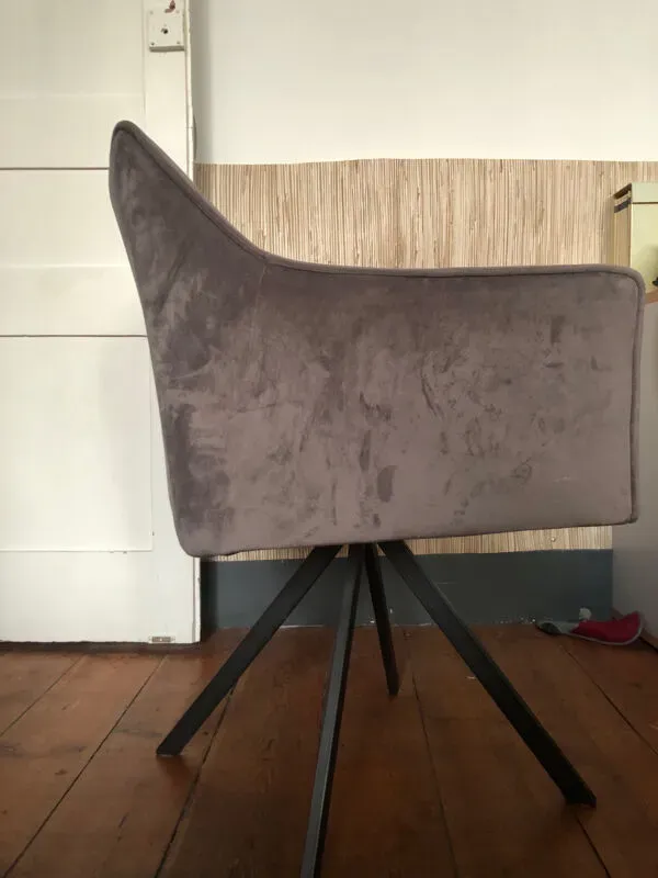 Illustration numéro 5 du produit Fauteuil pivotant en tissu gris style industriel