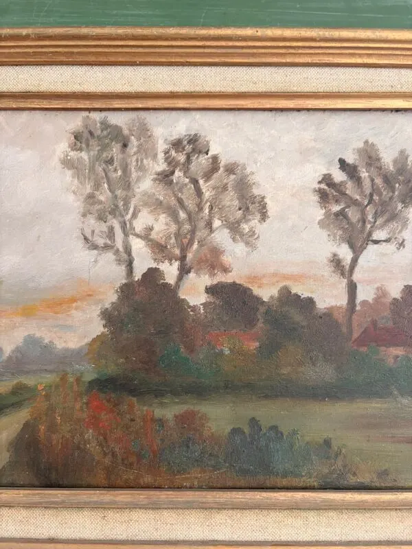 Illustration numéro 5 du produit Ancien Tableau Paysage Normandie Ecole Rouen Cadre Montparnasse Vert Legrip