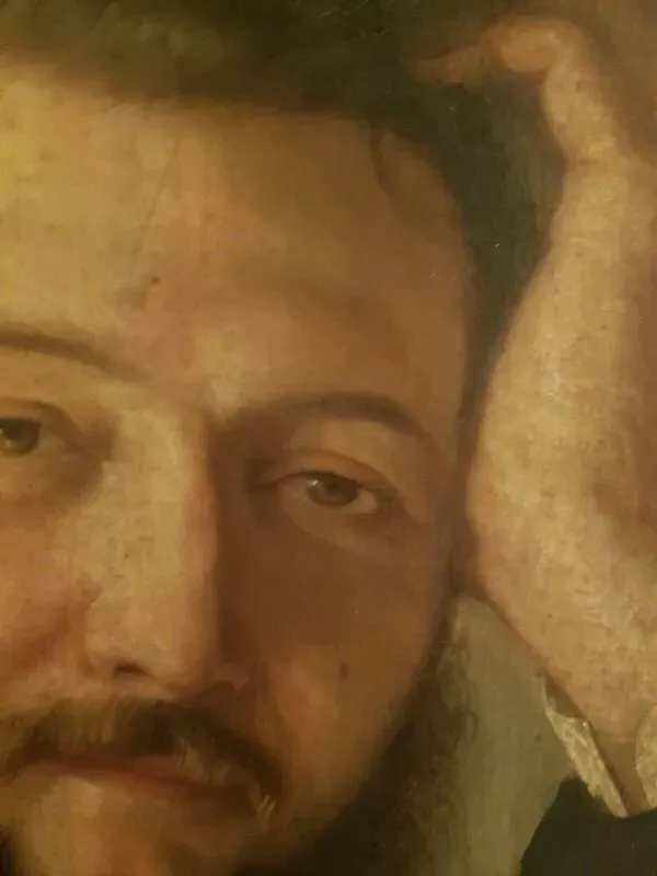 Illustration numéro 5 du produit Huile sur toile portrait noble cadre monté à clé