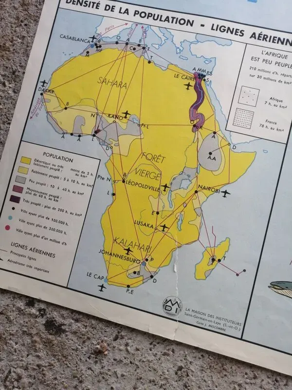 Illustration numéro 5 du produit Carte scolaire vintage mdi: Afrique-Europe économique.