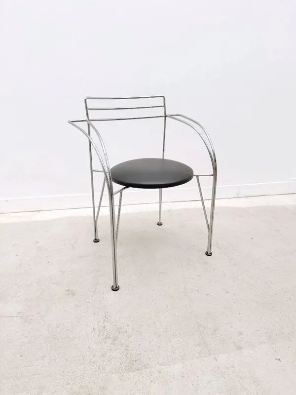 Illustration numéro 5 du produit Chaise ''Lune d'argent'' de Pascal Mourgue pour Fermob en chrome et skai, France 1980