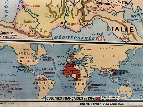 Illustration numéro 5 du produit Ancienne carte géographique et historique « La France de 1815 à 1914 » n°63 par Briard