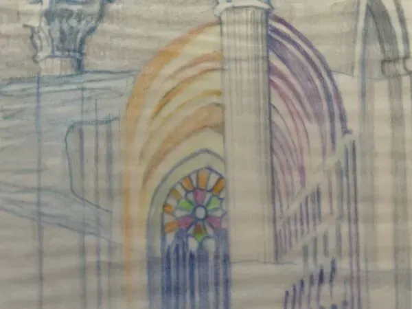 Illustration numéro 5 du produit Tableau dessin intérieur Notre-Dame de Paris vitrail