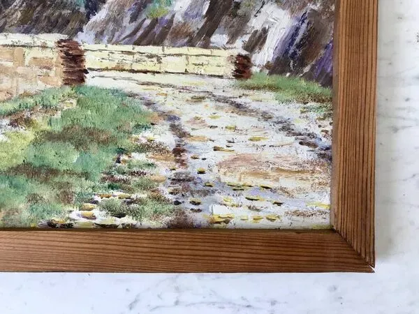 Illustration numéro 5 du produit Tableau huile sur bois paysage vallée de janon signé 1957