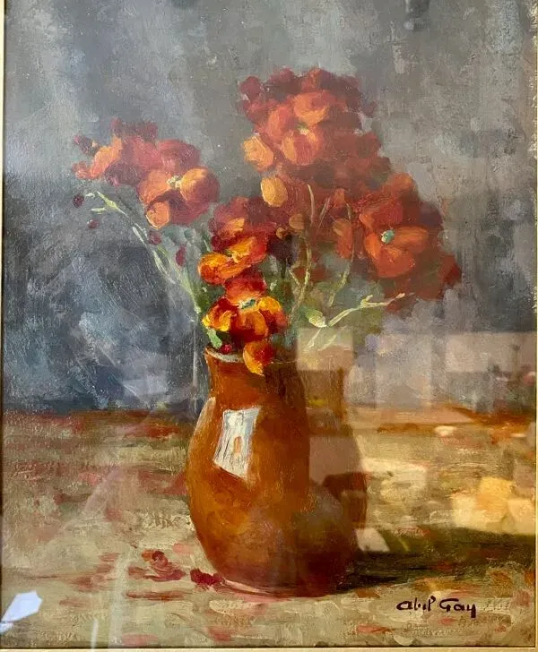 Illustration numéro 5 du produit Tableau ancien, nature morte aux giroflées signée Abel Gay (1877-1961)