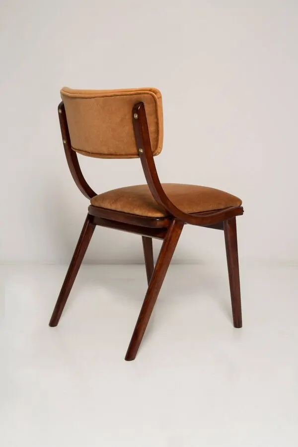Illustration numéro 5 du produit Chaise, velours beige marron, pologne, années 1960