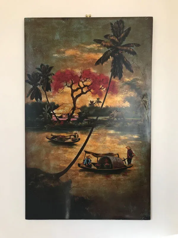 Illustration numéro 5 du produit Coucher de soleil sur les jonques. École vietnamienne.