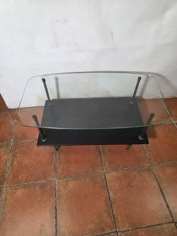 Illustration numéro 5 du produit Table basse vintage des années 60 , verre skaï laiton