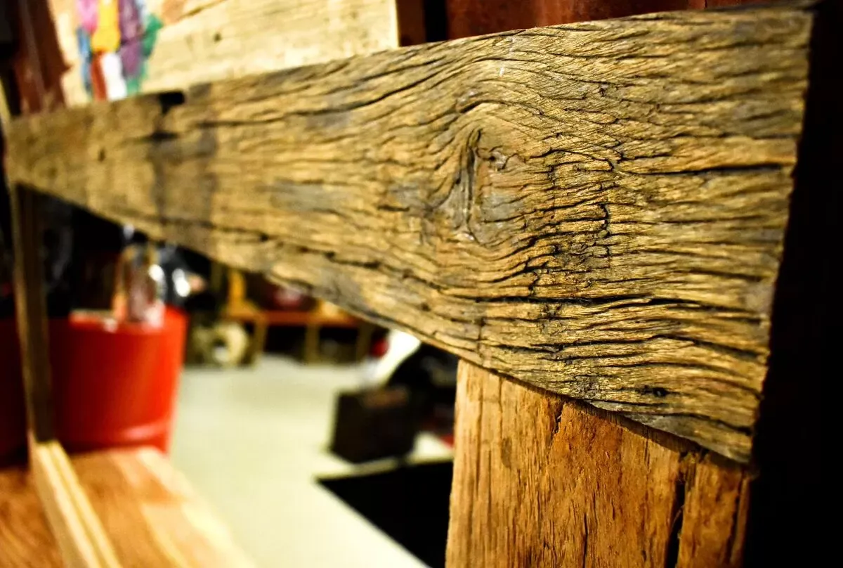 Illustration numéro 5 du produit Miroir indus en bois exotiques massifs recyclés