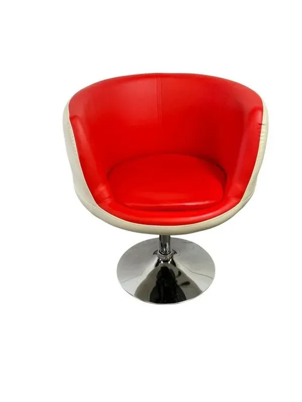 Illustration numéro 5 du produit Chaise coque vintage blanc et rouge / fauteuil lounge / chaise de bureau