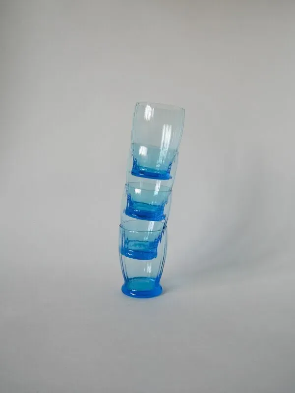 Illustration numéro 5 du produit lot de 4 verres à eau turquoise art déco 1930