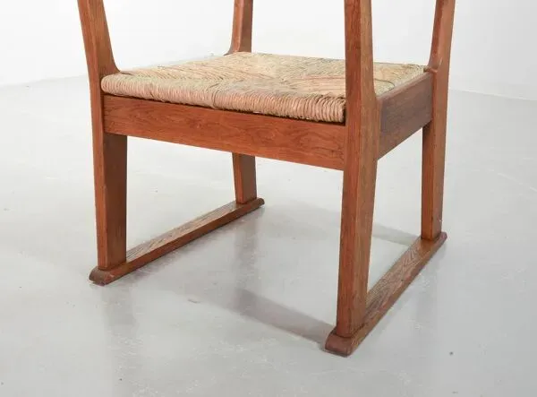 Illustration numéro 5 du produit Rare fauteuil brutaliste en chêne Bas van Pelt avec assise en jonc tressé pour ma maison