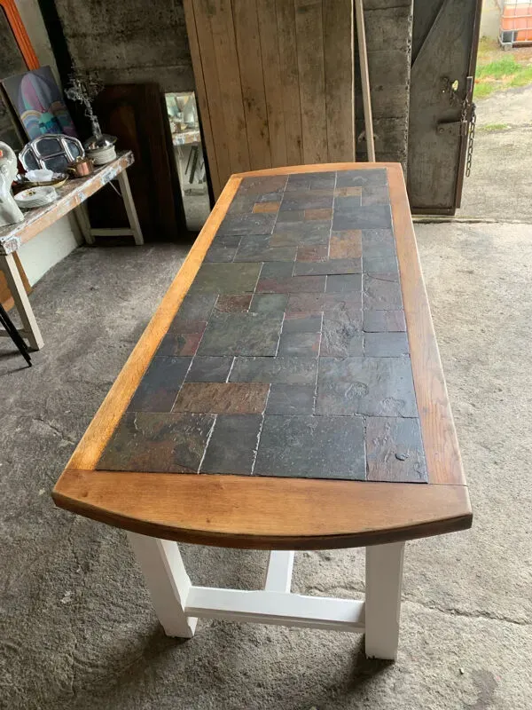 Illustration numéro 5 du produit Grande table de ferme bois et ardoise