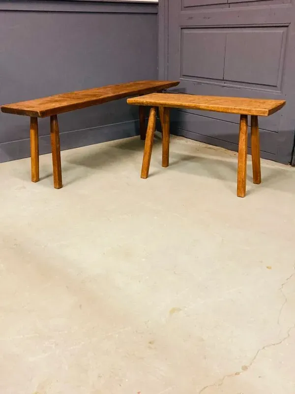 Illustration numéro 5 du produit Banc industriel / table de boucher, années 1950, chêne massif