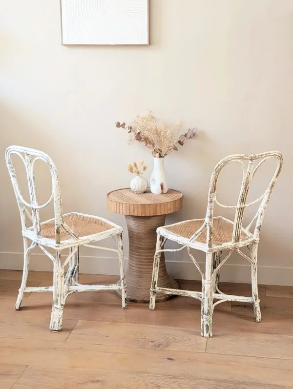 Illustration numéro 5 du produit Paire de chaises vintage de restaurant en rotin