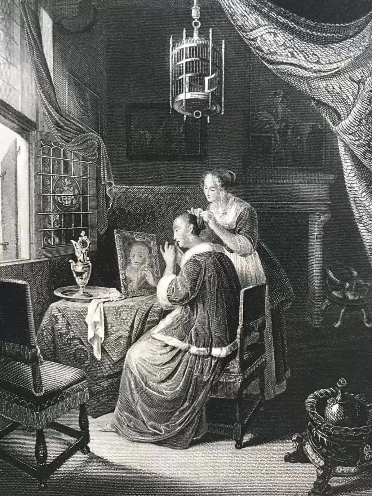 Illustration numéro 5 du produit Gérard dou, la dame à sa toilette, gravure, xixème siècle