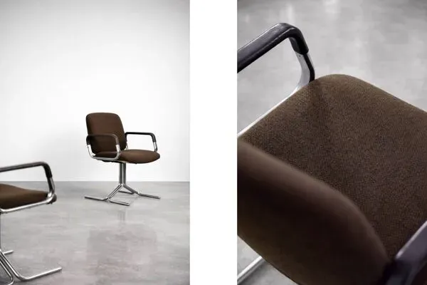 Illustration numéro 5 du produit Pair of Vintage Mid-Century German Modern Fabric&Aluminum Chairs Mauser