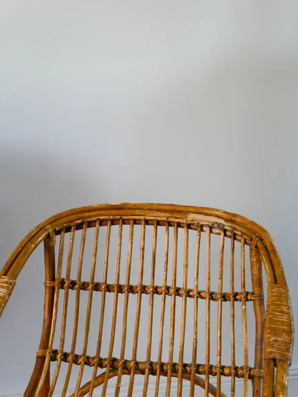 Illustration numéro 5 du produit Fauteuil coquille en rotin et bambou, début XXème