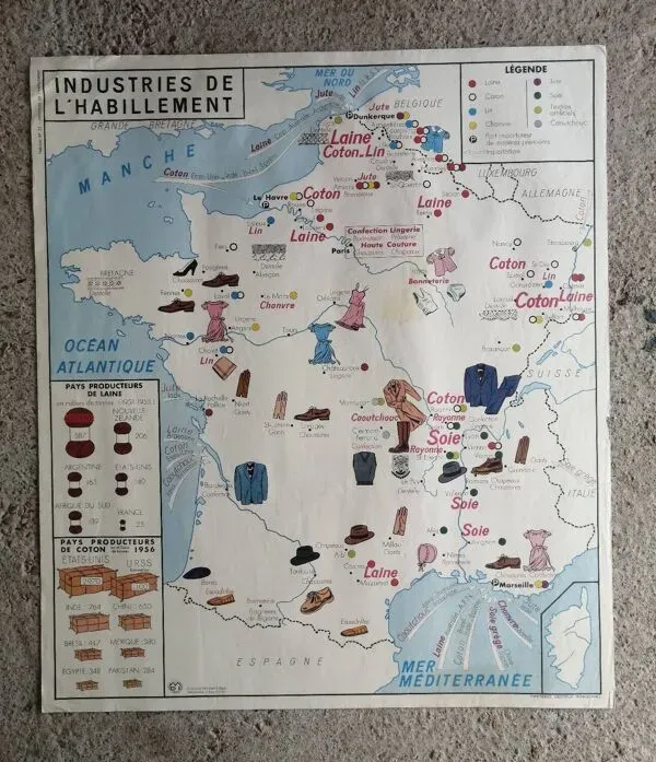 Illustration numéro 5 du produit Carte scolaire vintage mdi France ''Commerce et habillement