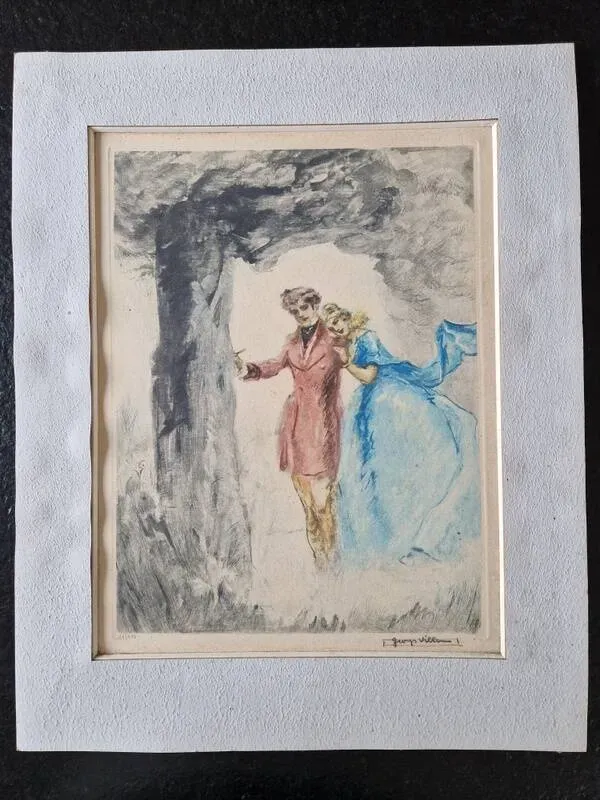 Illustration numéro 5 du produit Georges Villa (1883-1965) - Lithographie en couleurs - Scène galante
