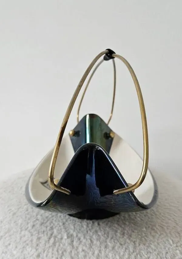 Illustration numéro 5 du produit Coupe suspendue Verceram – Céramique irisée & laiton – Années 1950–60