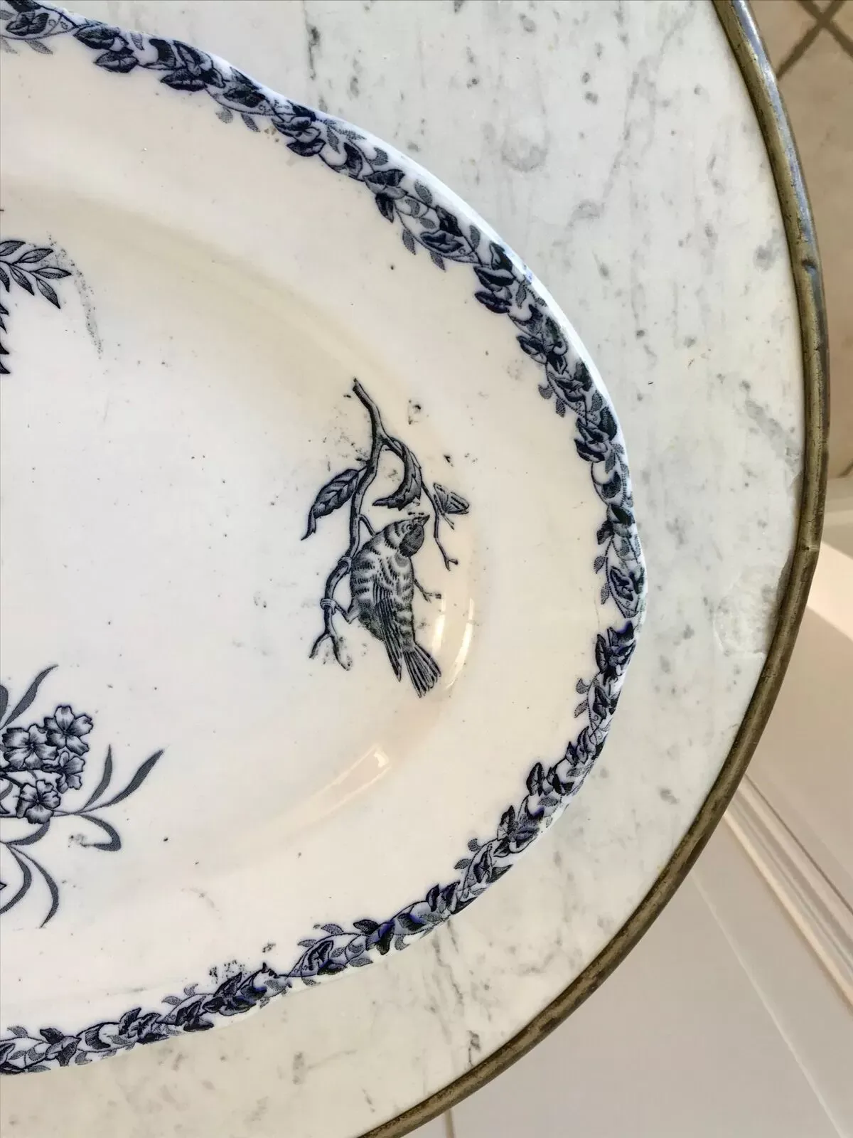 Illustration numéro 5 du produit Plat oval Terre de Fer Mésanges début XIXème