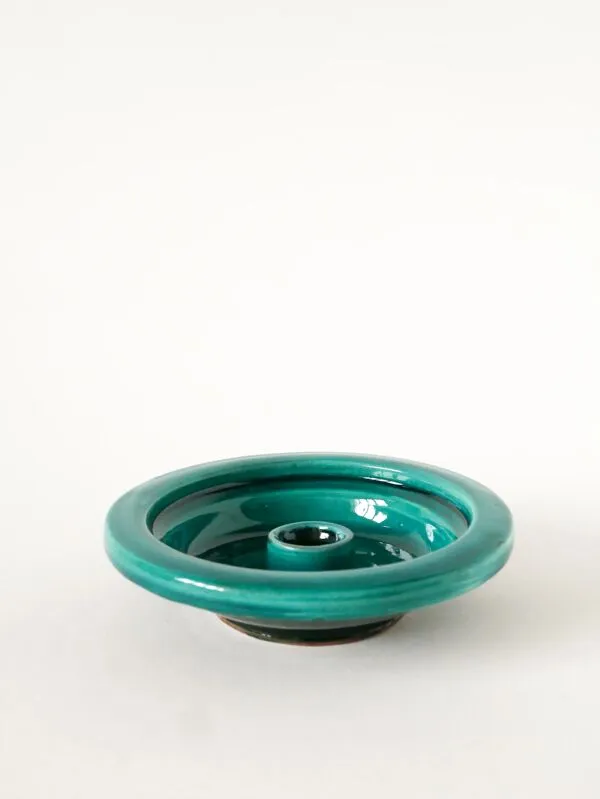 Illustration numéro 5 du produit Grand bougeoir en céramique, fabrication artisanale, vert, 1970