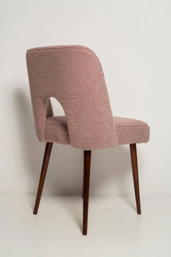 Illustration numéro 5 du produit Chaise coquille rose en bouclé Midcentury, Europe, années 1960