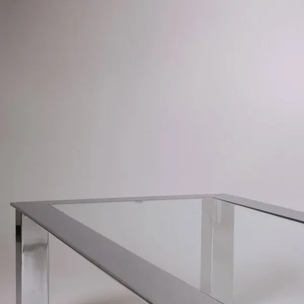 Illustration numéro 5 du produit Table basse moderniste en acier chromé et verre, France, Belgique 1975